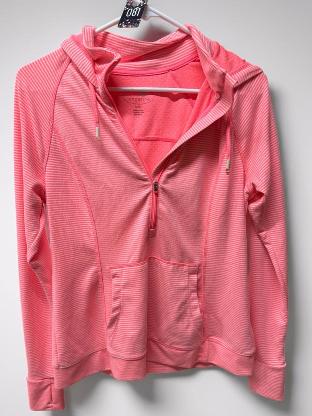 Tangerine Pink Half-Zip Hooded Sweatshirt